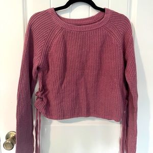 Pink lace up sweater